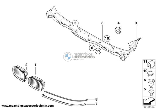 Goma Lateral Seguimiento Torpedo Para Bmw Serie 5 E39. Original