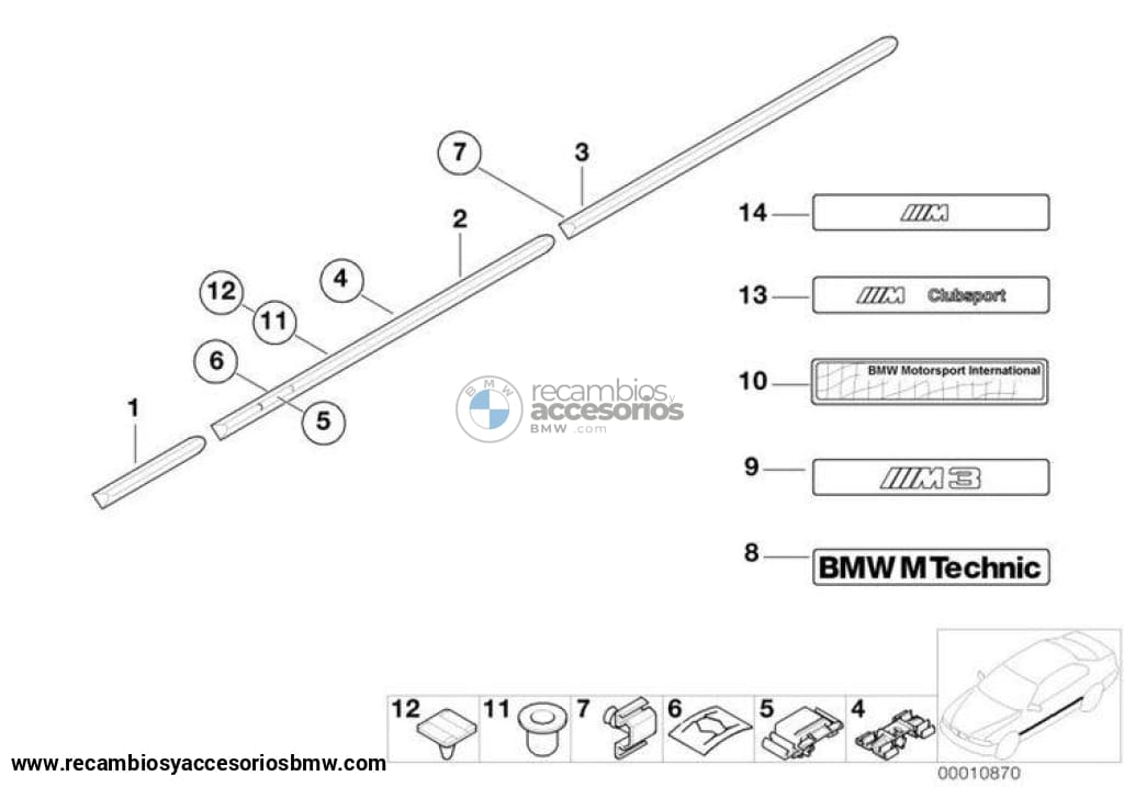 Grapa Listón Parachoques Lateral Para Bmw E36 Y E46. Original Recambios