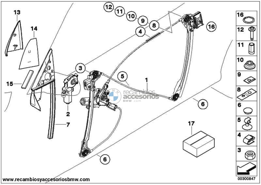 Guía Junta Para La Ventana Puerta Delantera Bmw E46 Serie 3 Coupe Y Cabrio. Original Recambios