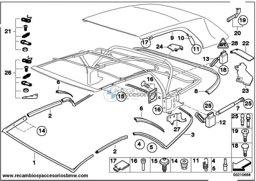 Guía Ventana Cristal Central De Capota Para Bmw E46 Serie 3 . Original Recambios