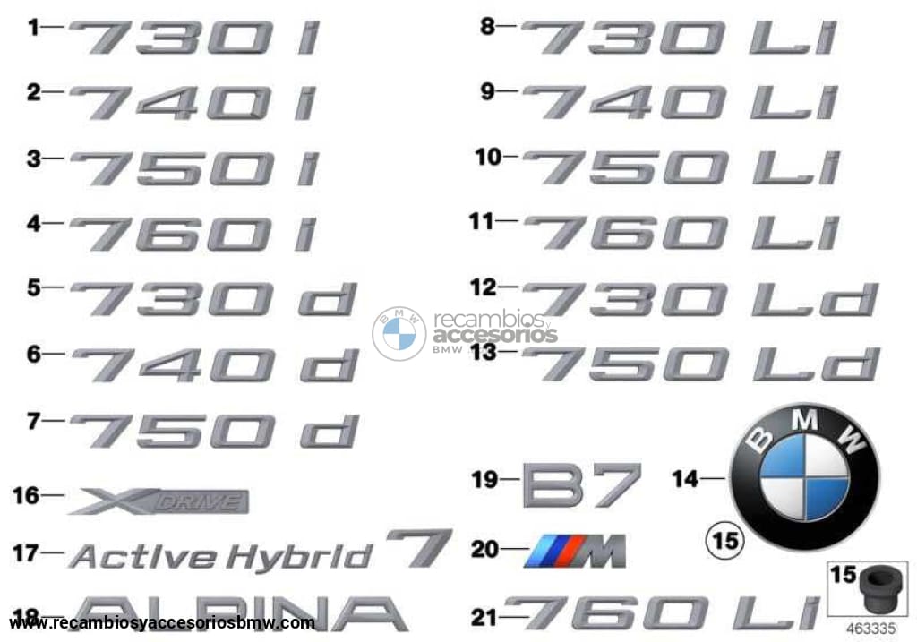 Inscripción Rotulación Pegatinas Maletero Trasero - 730D Para Bmw F01 Serie 7 . Original Recambios