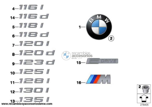 Insignia Emblema Logo D=70 Mm Para Bmw E82 Edrive E88 . Original Bmw. Recambios