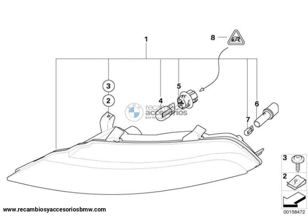 Intermitente Frontal Blanca Para Bmw E63 E64. Original Recambios