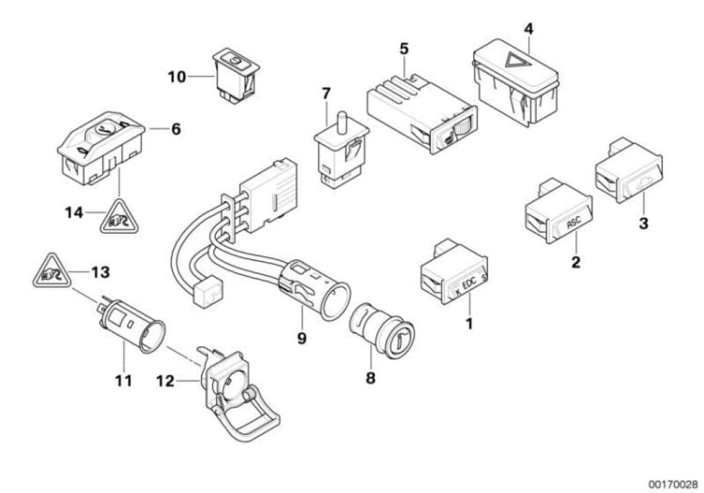 Interrup.techo Corredizo Para Bmw E38 E39 E46 E53 E6X E83. Original Recambios