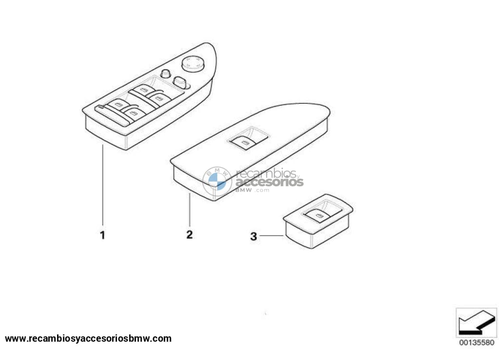 Interruptor Elevalunas Original Bmw Lado Del Conductor Grau Para E87. Original Recambios