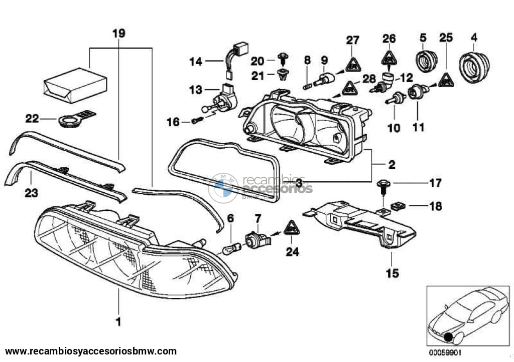 Juego De Cables Reglaje Alcance Faros Para Bmw E46 E39 E53 E85 E86 . Original Recambios