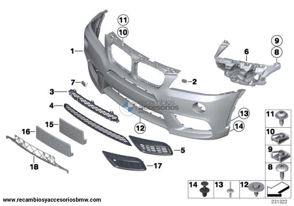 Juego De Tapas Limpia Faros Lavafaros Imprimadas Frontal M-Paket/Sra Para Bmw F25 X3 . Original