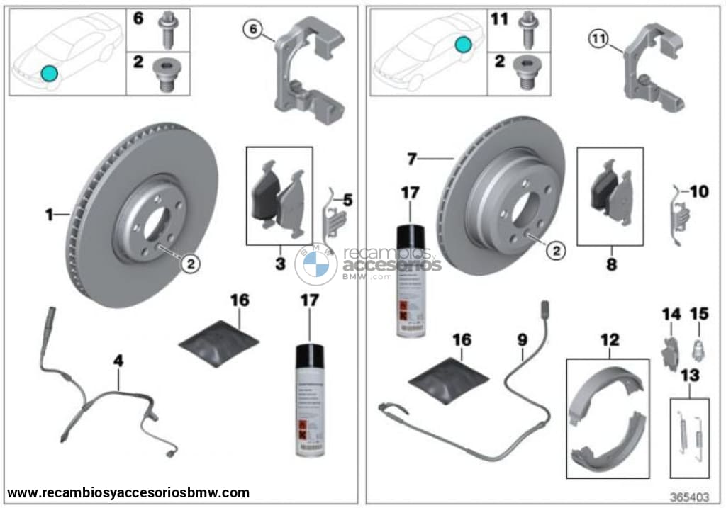 Juego Pastillas De Freno Delanteros Libre Asbesto Para Bmw F20 F21 F34 F36 F33. Original Recambios