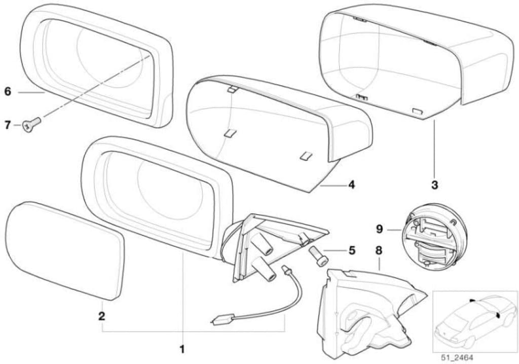 Juego Rep. P Marco Espejo Exterior Izquierda. Para Bmw E46 E39. Original Recambios