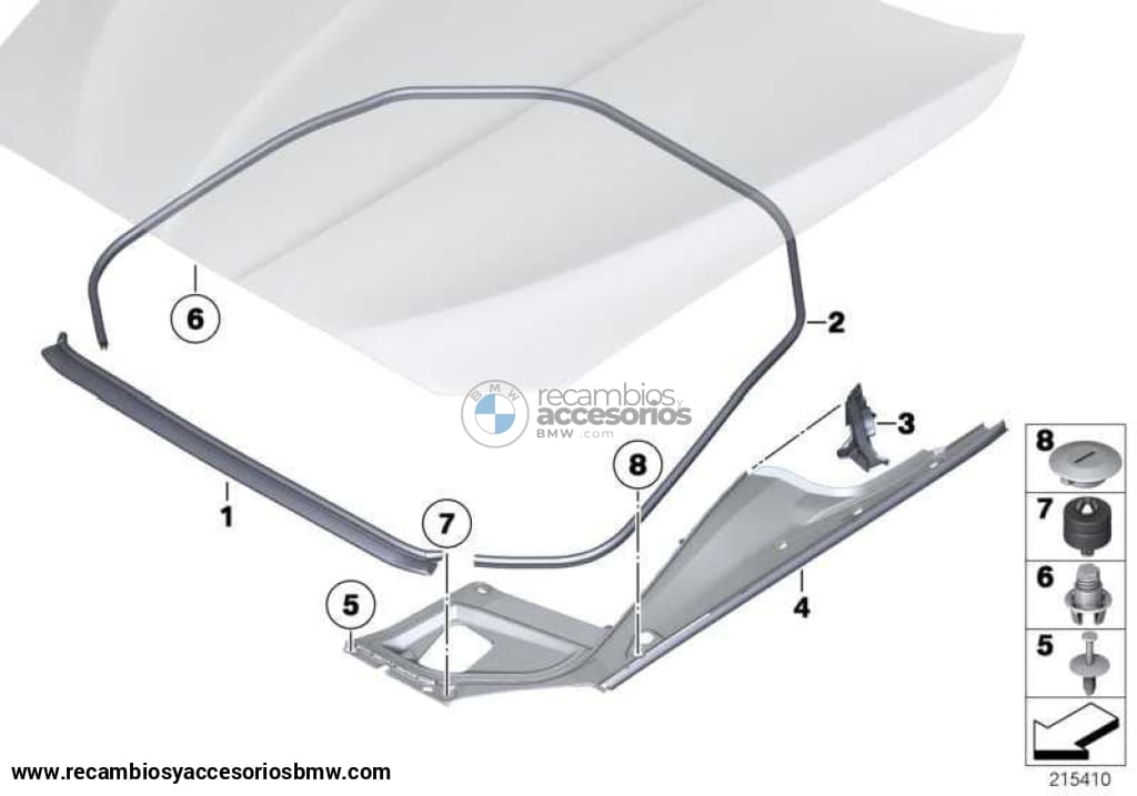 Junta De Montaje Capo Delantero Para Bmw F10 F11 . Original Recambios