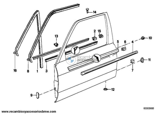 Junta De Ventana Interior Negro Para Bmw Serie 3 E30 4-Puertas . Original Recambios