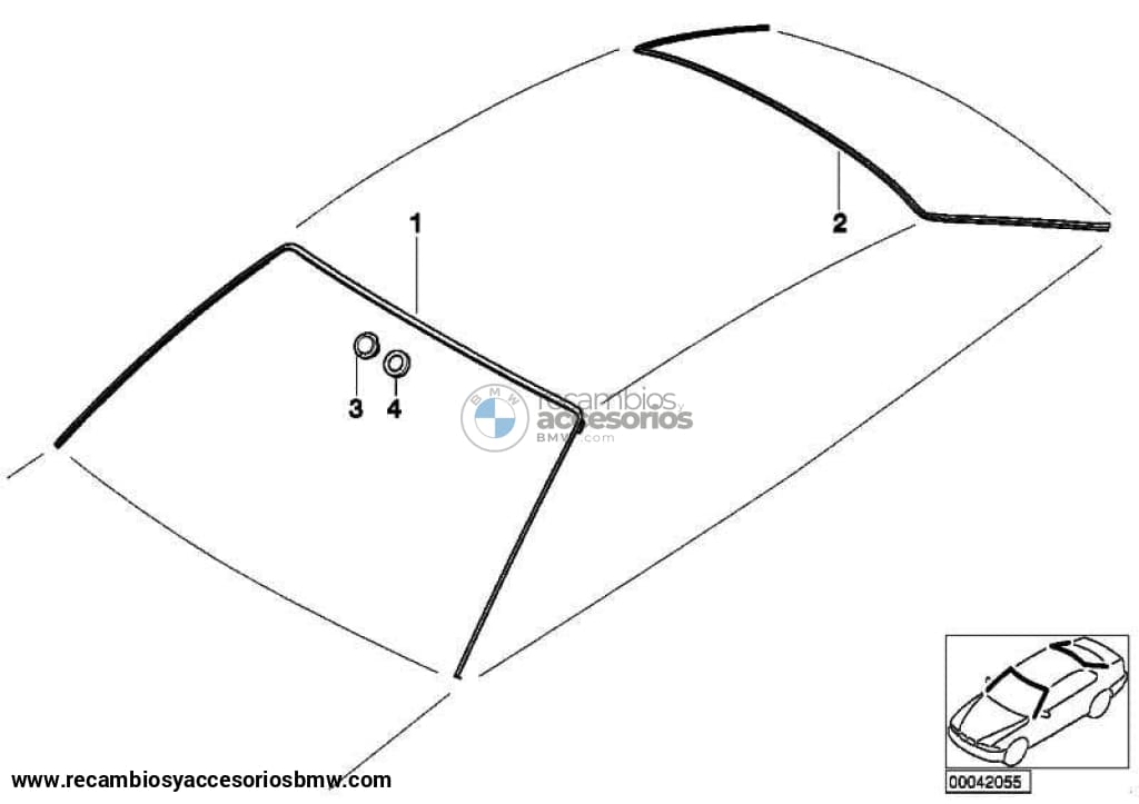 Junta Goma Cristal Trasero Para Bmw E46 Coupe. Original Recambios