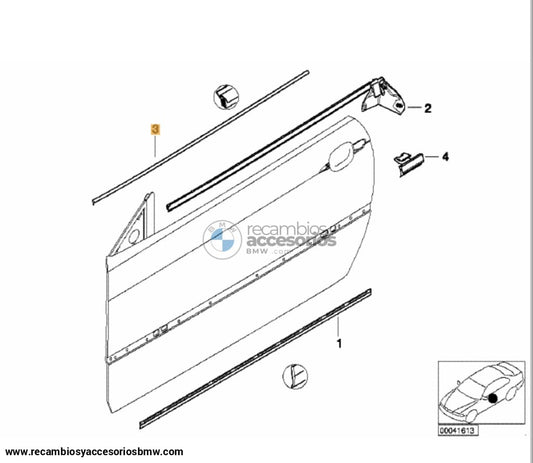 Junta Goma Inferior Cristales Delanteros Bmw E46 Coupe / M3. Original De Recambios