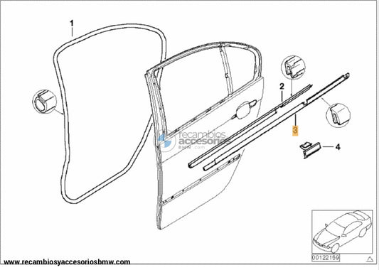 Junta Goma Inferior Cristales Delanteros/traseros Bmw E46 Berlina. Original De Recambios