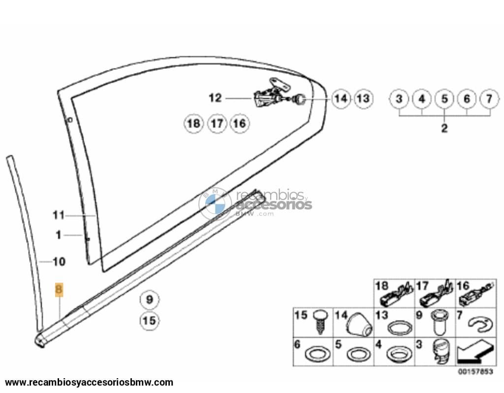 Junta Goma Inferior Cristales Traseros Bmw E46 Coupe / M3. Original De Recambios