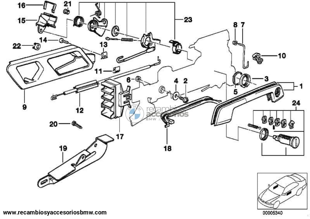 Junta Goma Manilla Maneta Puerta Para Bmw E36 E34 . Original Recambios