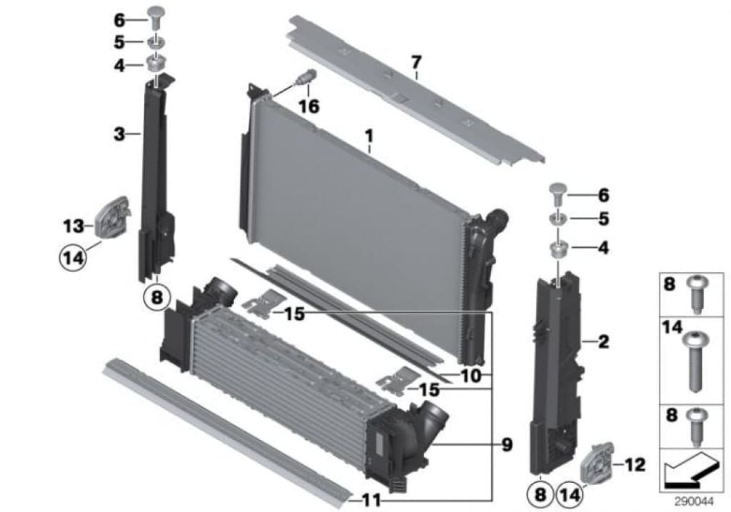 Junta Inferior Radiador Para Bmw F2X. Original Recambios