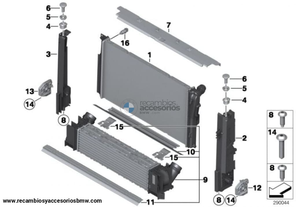 Junta Intermedia Radiador Para Bmw F2X F3X. Original Recambios