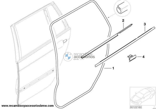 Junta Moldura Inferior Externo Cristal Puerta Trasera Para Serie 3 E46 Touring. Original Bmw