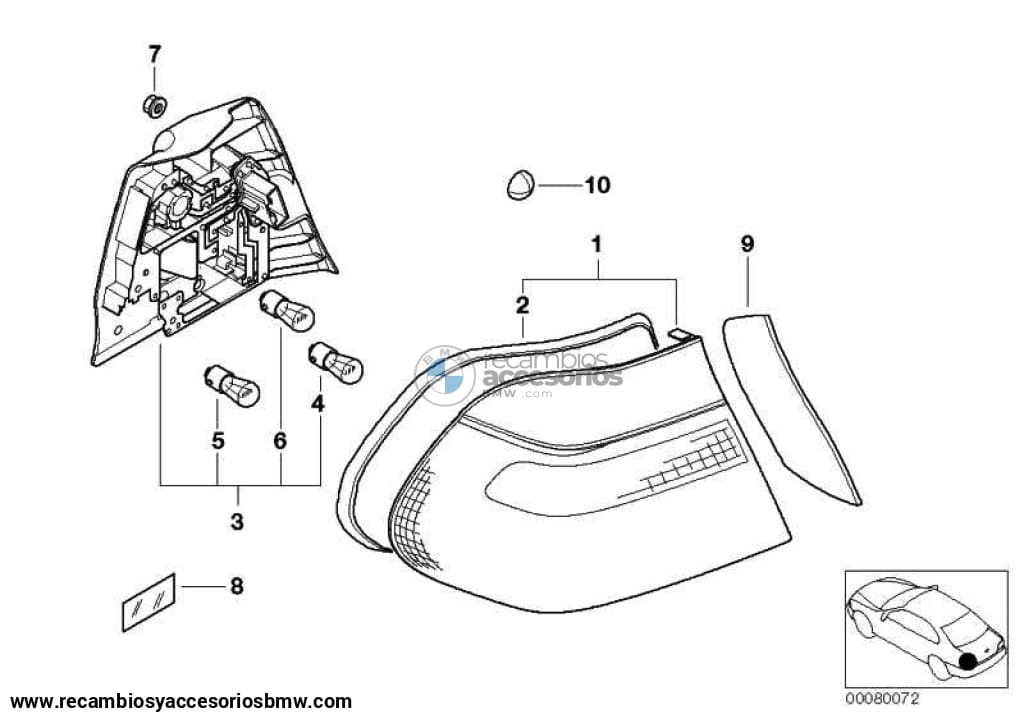 Junta Piloto Trasero Para Bmw E46 Serie 3 . Original Recambios