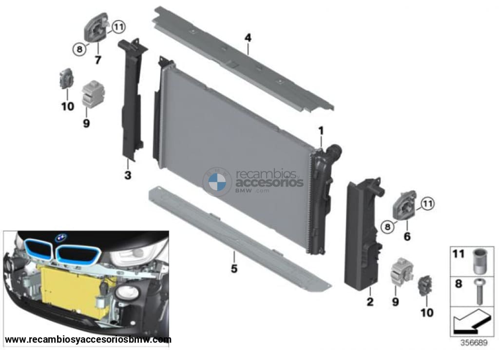 Junta Superior Radiador Para Bmw F2X. Original Recambios