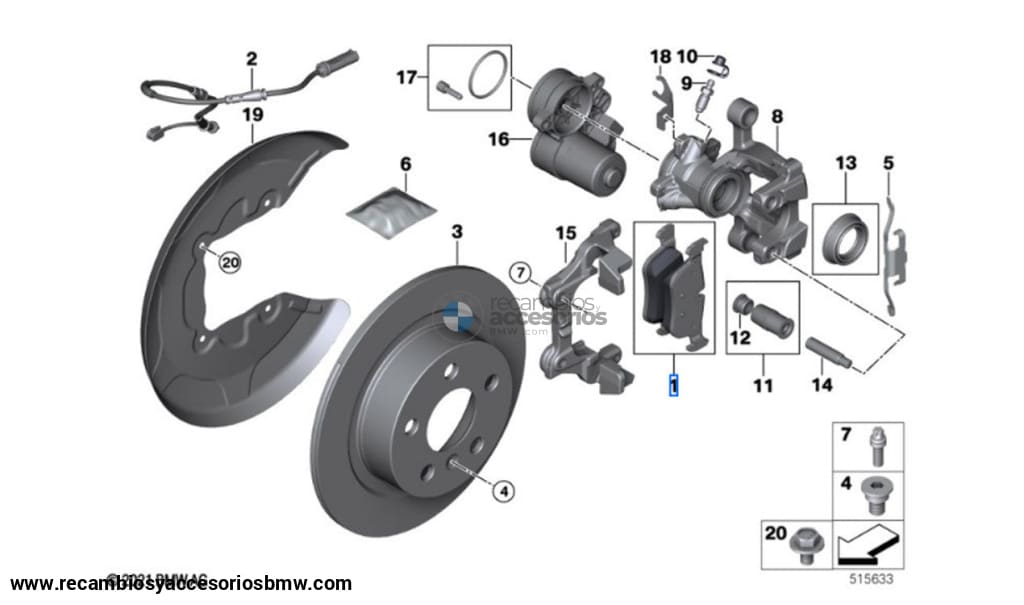 Kit Reparación Pastillas De Freno Sin Amianto (Ra) . Original Bmw Recambios