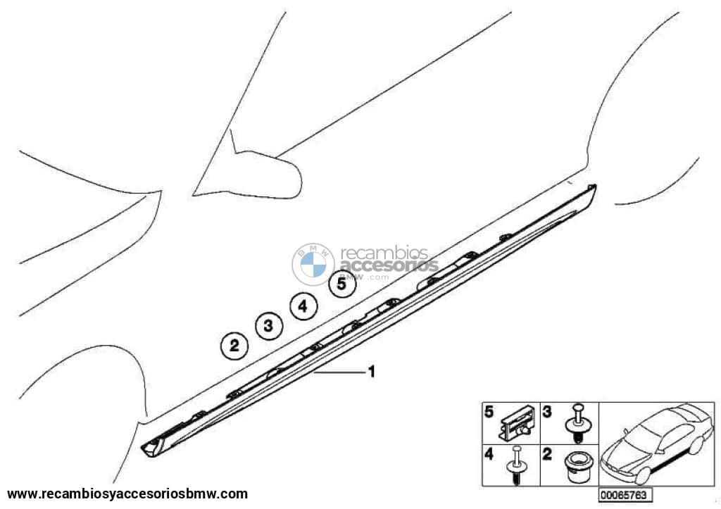 Listón Faldón De Umbral Imprimado Para Bmw E46 Serie 3 . Original Recambios