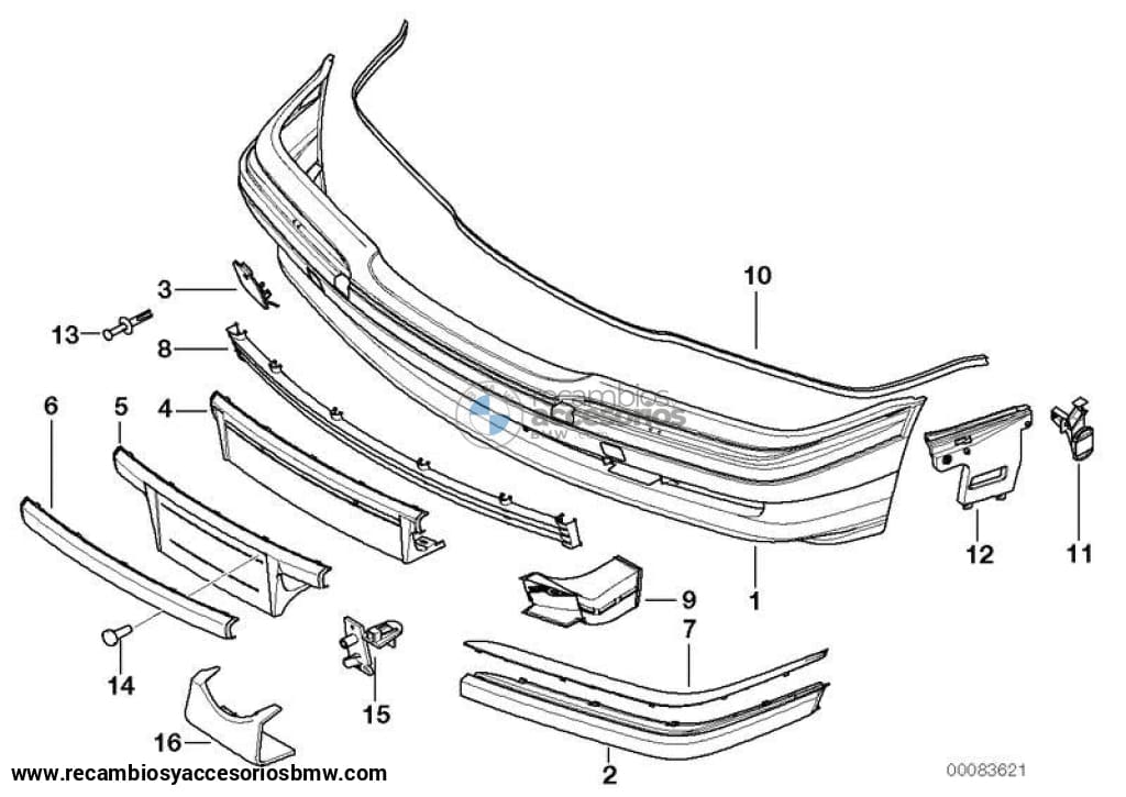 Listón Junta Izquierda / Derecha Parachoques Delantero Con Sensor De Aparcamiento Para Bmw E38.