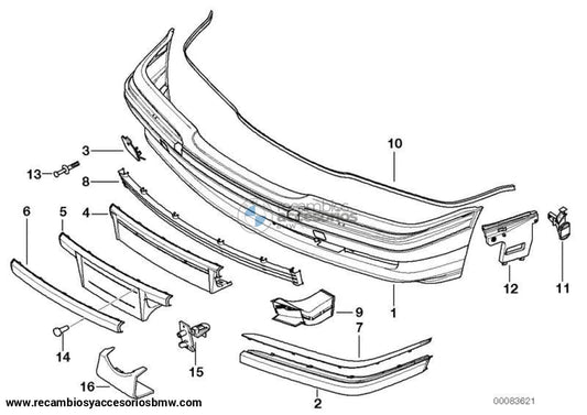 Listón Junta Izquierda / Derecha Parachoques Delantero Con Sensor De Aparcamiento Para Bmw E38.