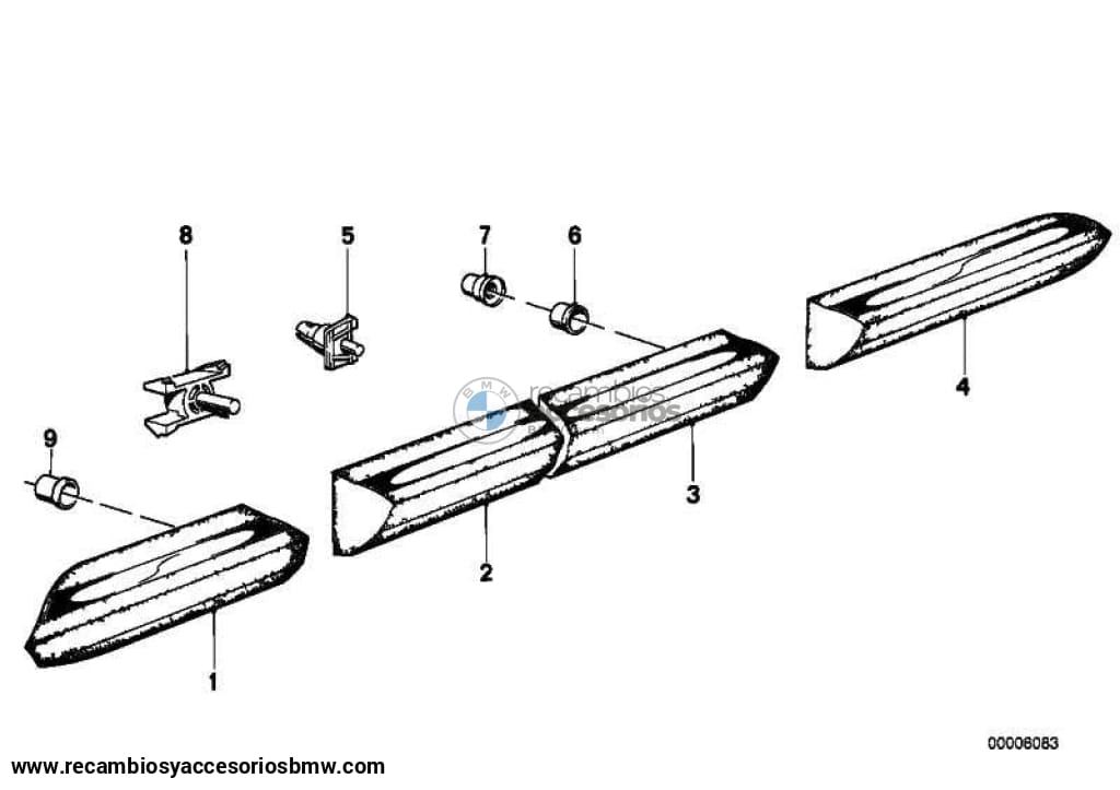 Listón Moldura De Parachoques Pared Lateral Para Bmw E30 2-Puertas 4-Puertas . Original Bmw.