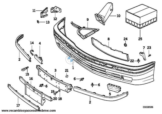 Liston Tira Parachoques Delantero Derecho Para Bmw E36 Serie 3Er Recambios