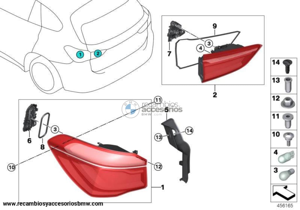 Luz Piloto Trasera En Pared Lateral Izquierda Para Bmw F48 . Original Recambios