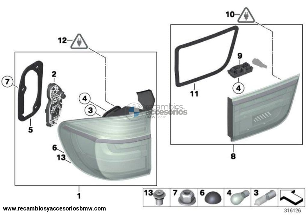 Luz/piloto Trasero Lado Interior Para Bmw E70. Original Recambios