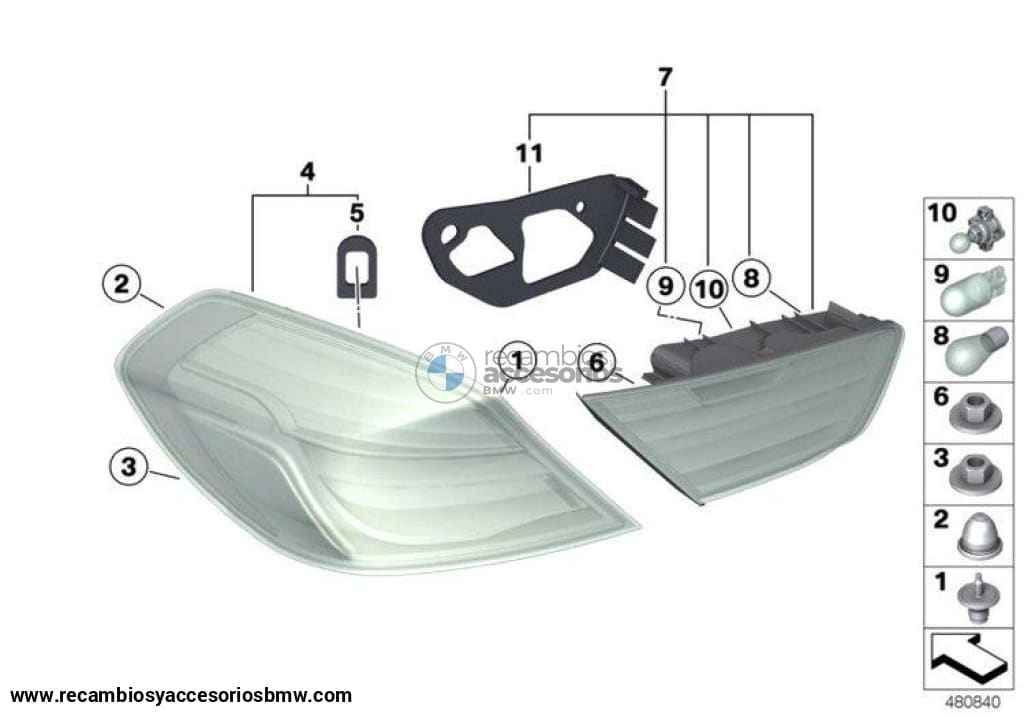 Luz Trasera Bmw Original En El Panel Lateral Para F12 F13 F06. Original Recambios