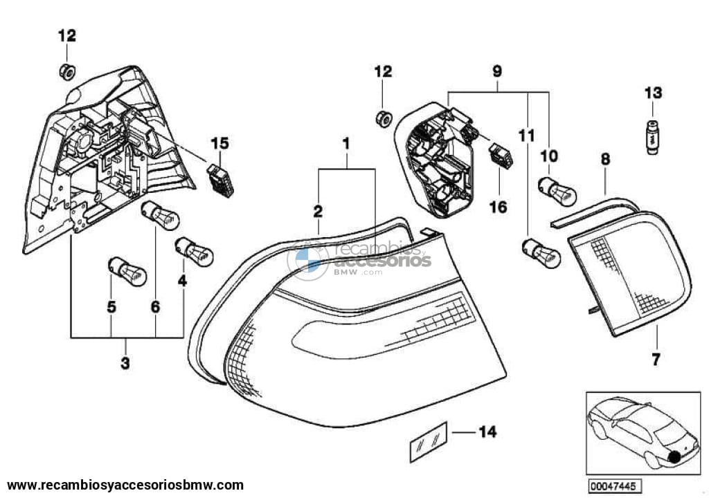 Luz Trasera Pared Lateral Para Bmw E46 . Original Bmw. Recambios