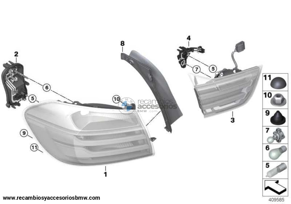 Luz Trasera Piloto Trasero En Pared Lateral Para Bmw F32 F33 . Original Bmw. Recambios