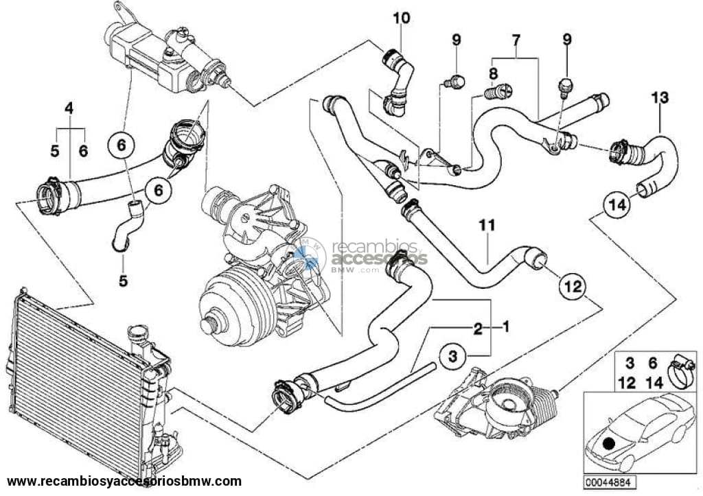 Manguera Agua Para Bmw E46 E39 E38 . Original Bmw. Recambios