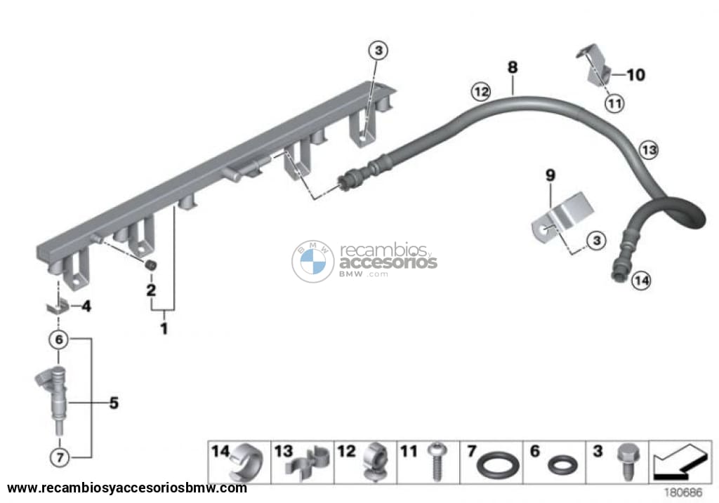 Manguera Tubo Flexible De Combustible Para Bmw E6X. Original Recambios