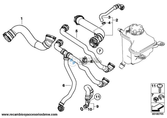 Manguito Radiador Inferior Termostato Para Bmw E88 E82 E90 E91 E92 E93 E84 . Original Recambios