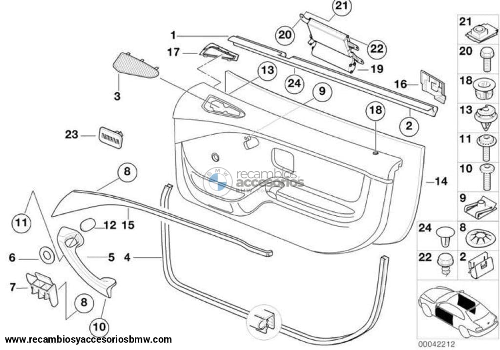 Manija Empuñadura Puerta Negro Para Bmw Z3. Original Recambios