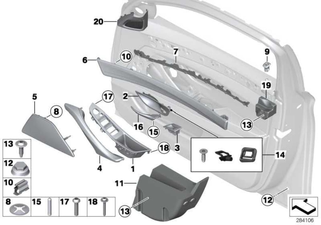 Manilla Puerta Delantera Derecha Negro Para Bmw F10 F11 . Original Bmw. Recambios