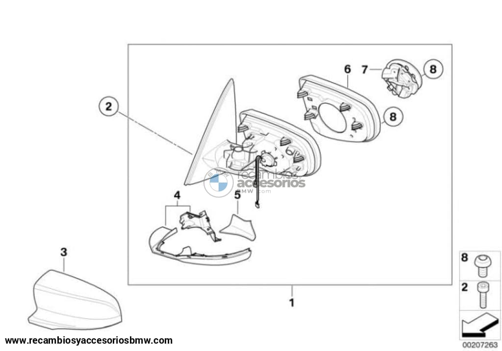 Marco Retrovisor Exterior Para Bmw X5 E70 X6 E71. Original Recambios