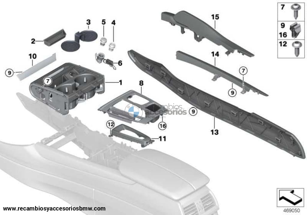 Moldura Consola Centraloxidsilber Para Bmw F15. Original Recambios