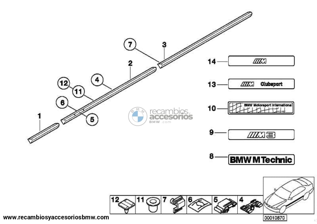 Moldura De Parachoques Lateral Para Bmw E36 . Original Bmw. Recambios