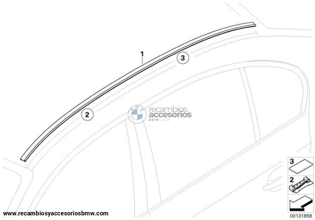 Moldura De Techo Imprimada Para Bmw Berlina E60. Original Recambios