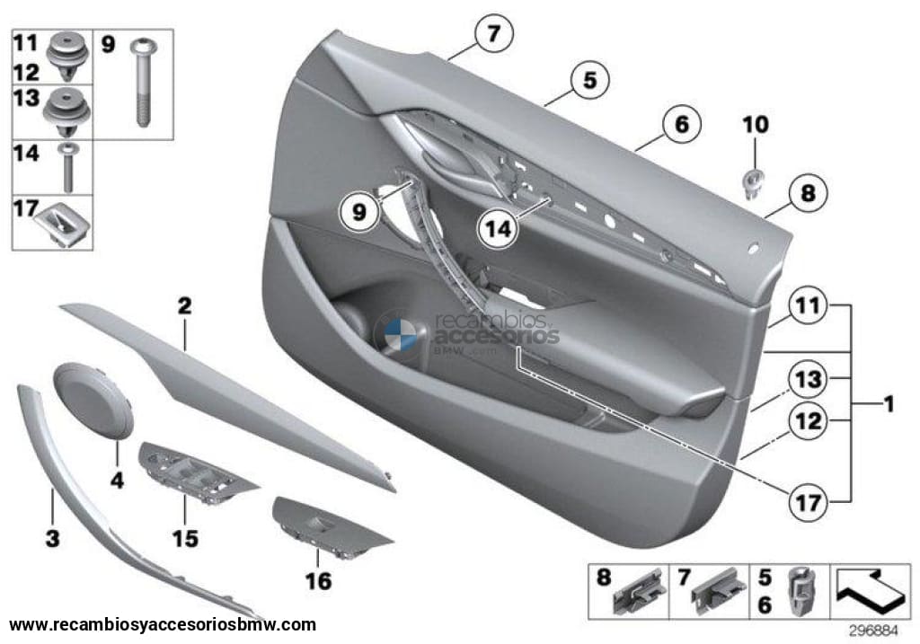 Moldura Manecilla Interior Para Bmw X1 E84. Original Recambios