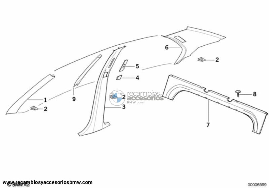 Moldura Montante Trasero Antracita Para Bmw E36 () . Original Bmw. Recambios