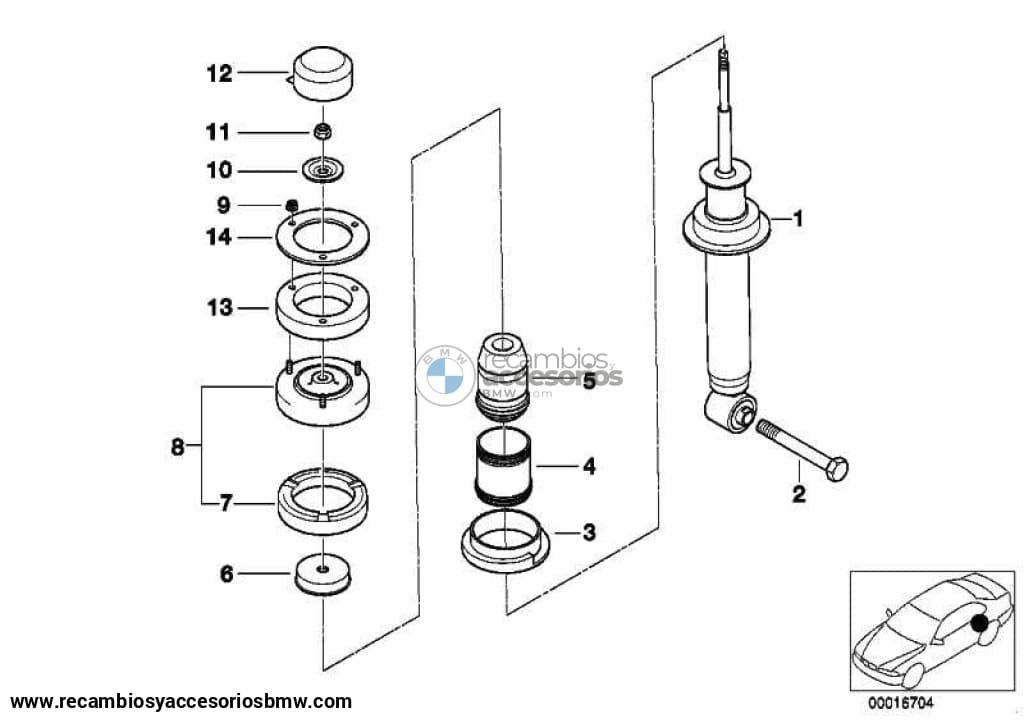 Muelle-Amortiguador Trasero Para Bmw E39. Original Recambios