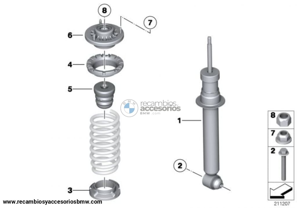 Muelle-Amortiguador Trasero Para Bmw F10. Original Recambios