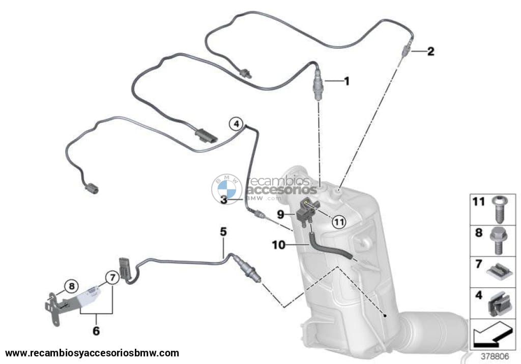 Palpador De Temperatura Gas Escape L=790 Para Bmw F40 F44 F45 F46 F48 F39. Original Recambios